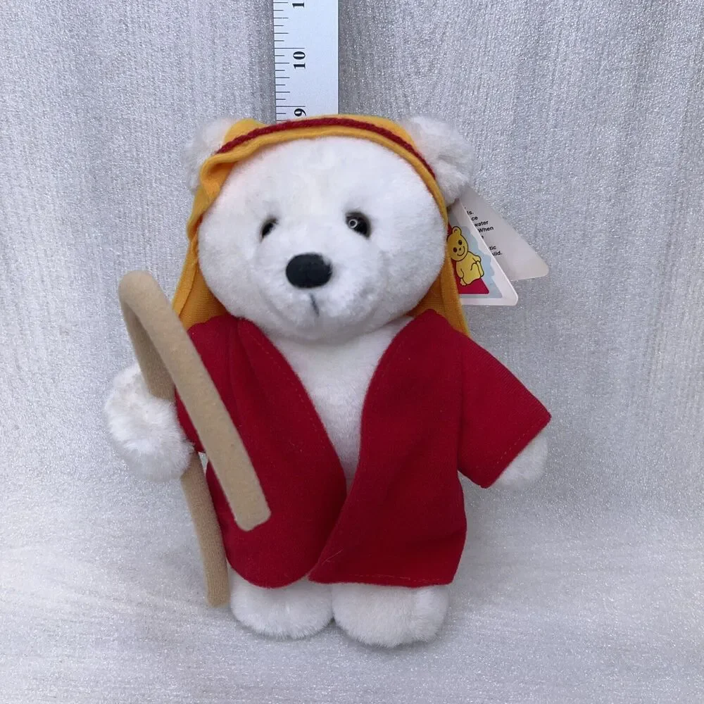 Vintage 1988 Dakin White Shepherd Bear Christmas Stuffed Animal Plush 9